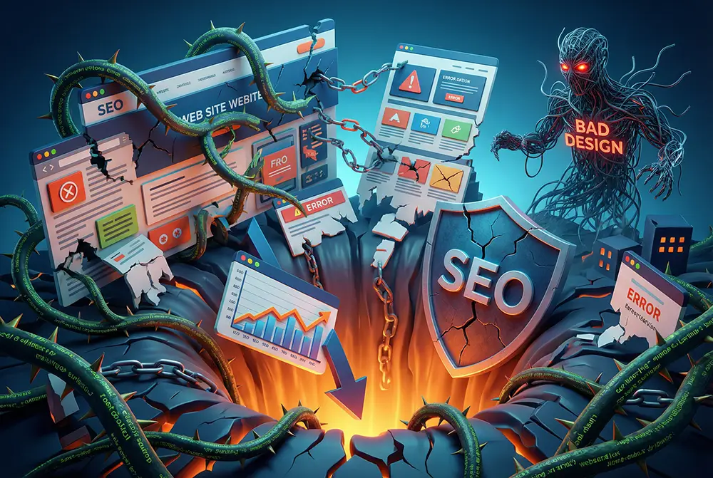 اشتباهات مرگبار در طراحی سایت که رتبه سئو رو نابود می‌کنه